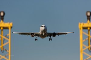 Commercial airliner landing